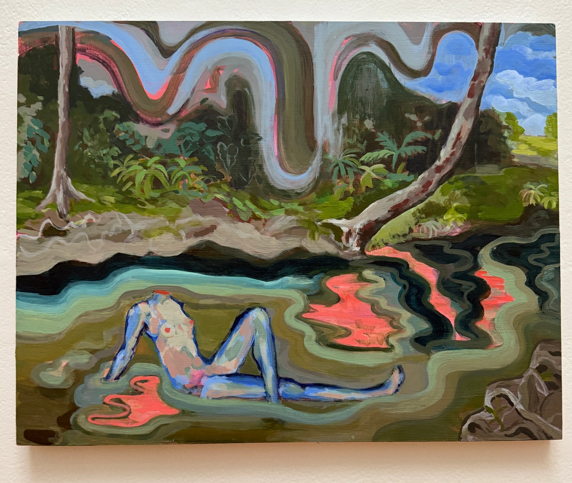 The Earth Dreams the Woman — reclining figure in a jungle pool